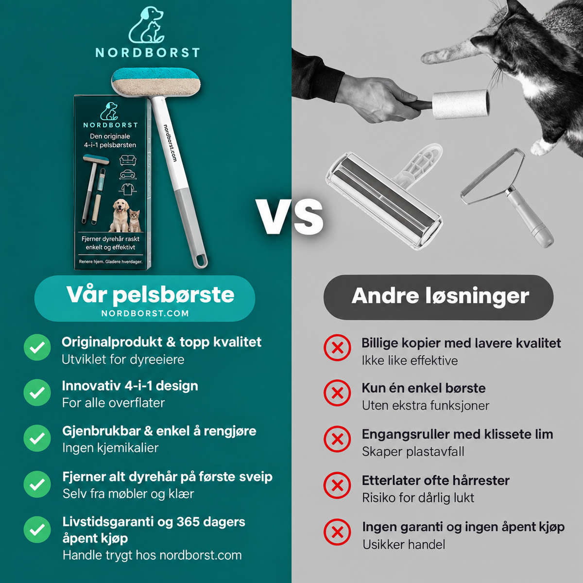 Nordborst™ – Den originale multifunksjonelle pelsfjerneren
